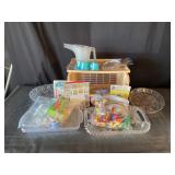 Plastic trays, Wilton pieces, party supplies