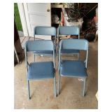 4 blue folding chairs/no table
