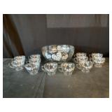 Anchor Hocking Gold Rim punch bowls & cups
