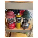2 Coleman Oil Lamps and Propane cylander