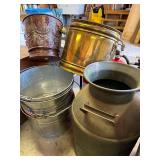 Milk jug, buckets, etc.