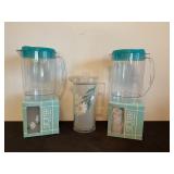 Spotter plastic glasses and water pitcher