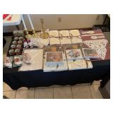Lenox Christmas linens & Baldwin Brass Candsticks