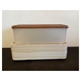 Tupperware bread container, dining trays