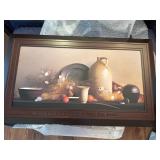 Kitchen print with carved wood frame