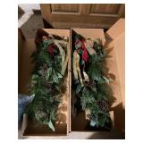 2 Christmas swags, 2 6 ft garland. One with berry