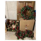 2 lg Balsam Hill wreaths , 2 sm. Wreaths