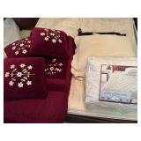 Comforter, pillows, mattress pad and laundry bags