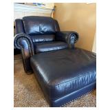 Natuzzi Dark Blue Chair with Ottoman