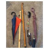 Umbrellas and walking sticks