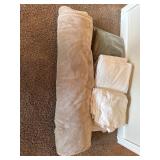 Curtains, queen sheets and blankets