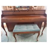 Whitney console piano with bench.