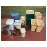 Assorted trash cans