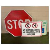 Stop, no skate boarding , handicap signs