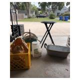 Stool, Grass Seed, Hose, Bucket