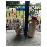 Two Vases with Artificial Florals