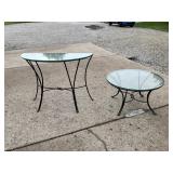 Matching Glass Top Half Table & Round Glass Table