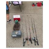 Tackle Box, Fishing Poles, Cooler, Fish Baskets