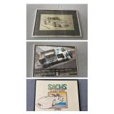 Framed Vintage Racing Memorabilia
