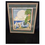 Framed & Matted Old Race Car Picture
