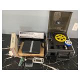 Kodak movie projector, digital postal scale,carton