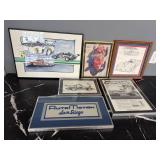 6 Framed Racing Pictures
