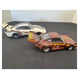 Two toy race, cars, plastic