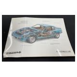 Vintage Porsche 924 Cutaway Showroom Poster