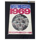 Vintage Original 1969 Poesche Weltmeister poster