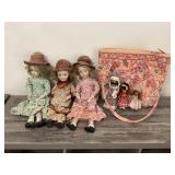 Porcelain dolls and Very Bradley bag