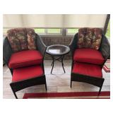 2 Wicker Chairs with Foot Rest and a Wicker Table