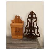 2 small wooden shelves