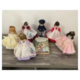 Little Women book and 6 dolls