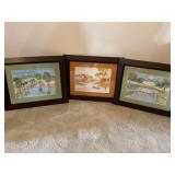 3 Watercolored Paintings with Frames