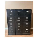 3 Black File Cabinets