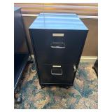 Rolling Black 2 Drawer File Cabinet