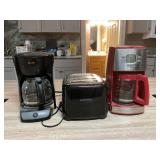 Coffee pots, toaster