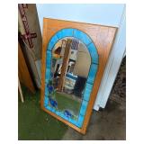 Stained Glass Mirror with wood Accent