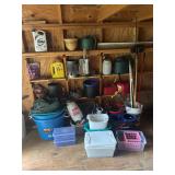 Assorted fluids, flower pots
