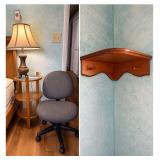 Handmade Shelf, Lamp, Computer Desk Chair, & Shelf
