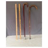 Yard sticks, wood walking canes