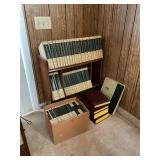 World book, bible stories, year books, book shelf