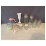 Assorted glassware, Haeger vase