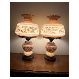 Pair of Vintage Hurricane Parlor Lamps