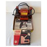 Bench Grinder, & 2 Staplers