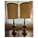Pair of brass lamps