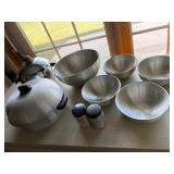 Assorted Metal Bowls & Ice Bucket