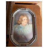Rounded Glass Girl Framed Picture