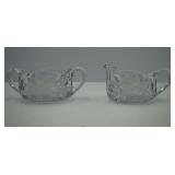 Clear Glass Floral Creamer and Sugar Set