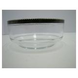 Clear Glass Serving Bowl with Silver Rim